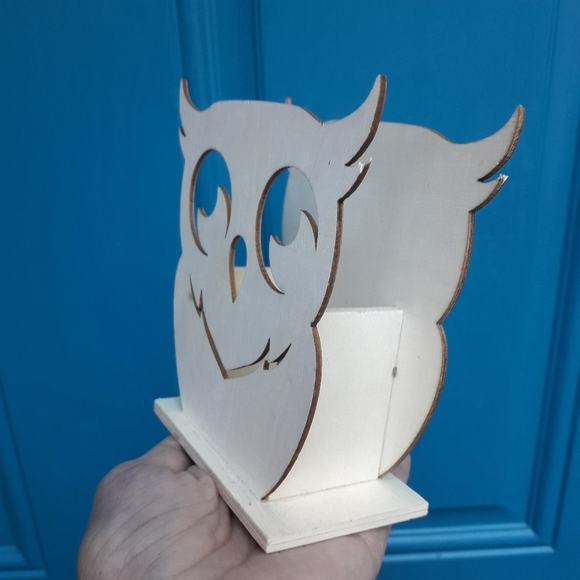 Wooden Owl Note Pen or Candle Holder Table Top - Picture 3 of 13